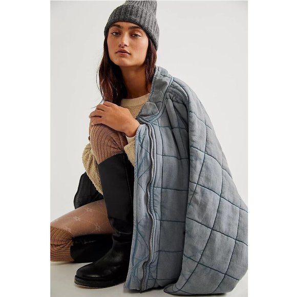 Free People Dolman Quilted Knit Jacket Top Oversized Zip-up Slouchy M New - Picture 4 of 8